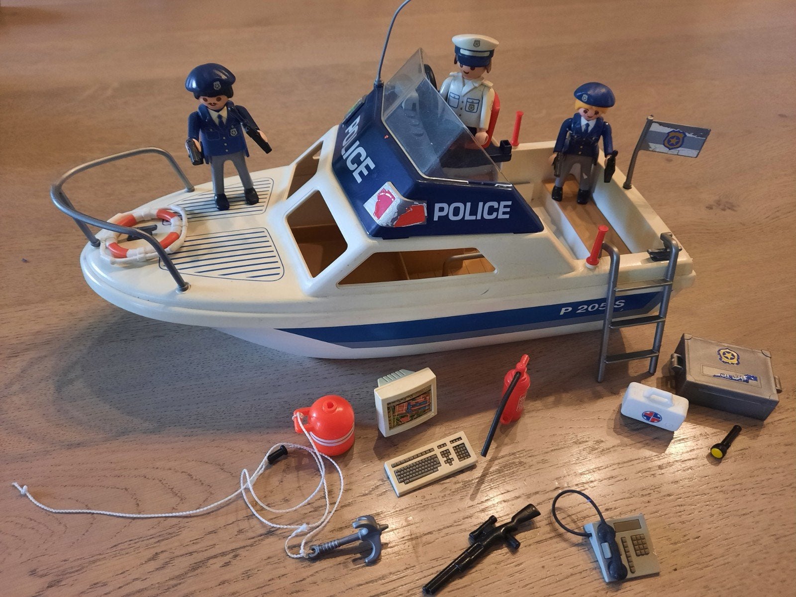 Playmobil Politieboot met 3 Figuren en Accessoires, Kinderen en Baby's, Speelgoed | Playmobil, Gebruikt, Losse onderdelen, Ophalen of Verzenden