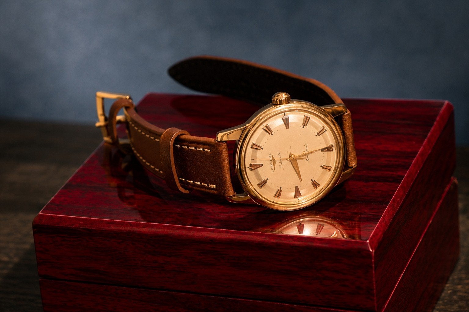 vintage Longines Conquest, Overige merken, Leer, Polshorloge, Ophalen of Verzenden