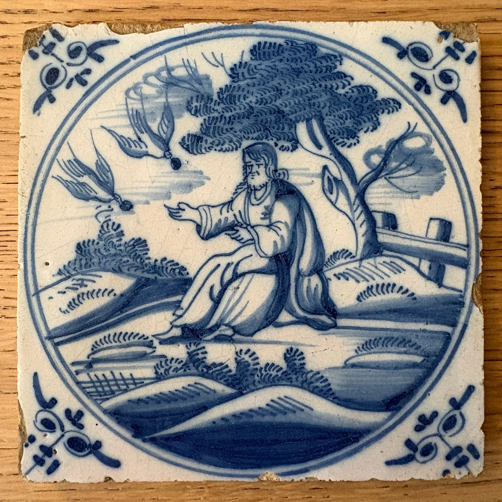 Set van 7 antieke Hollandse Delfts blauwe tegels, Ophalen of Verzenden