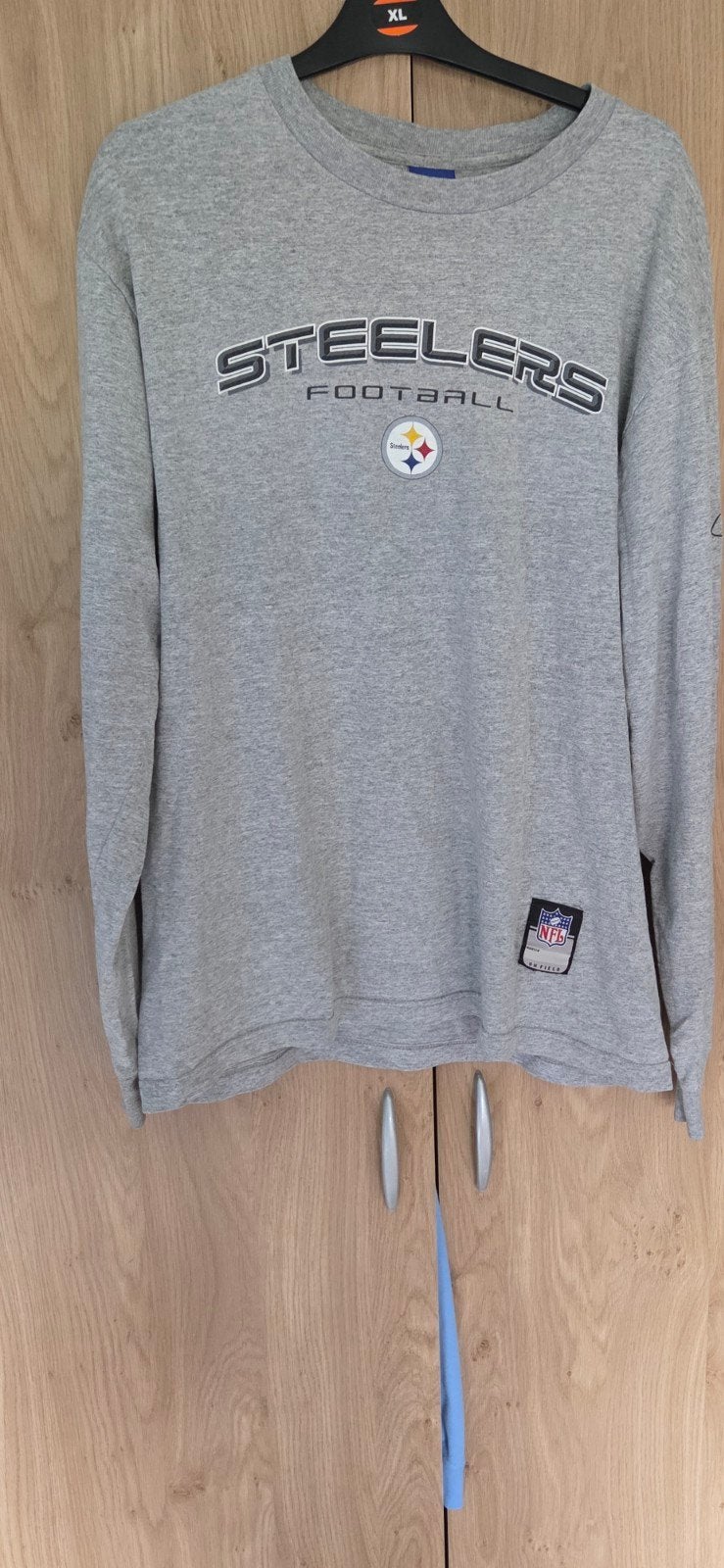 NFL Steelers Reebok Longsleeve Maat M, Zo goed als nieuw, Reebok, Grijs, Verzenden