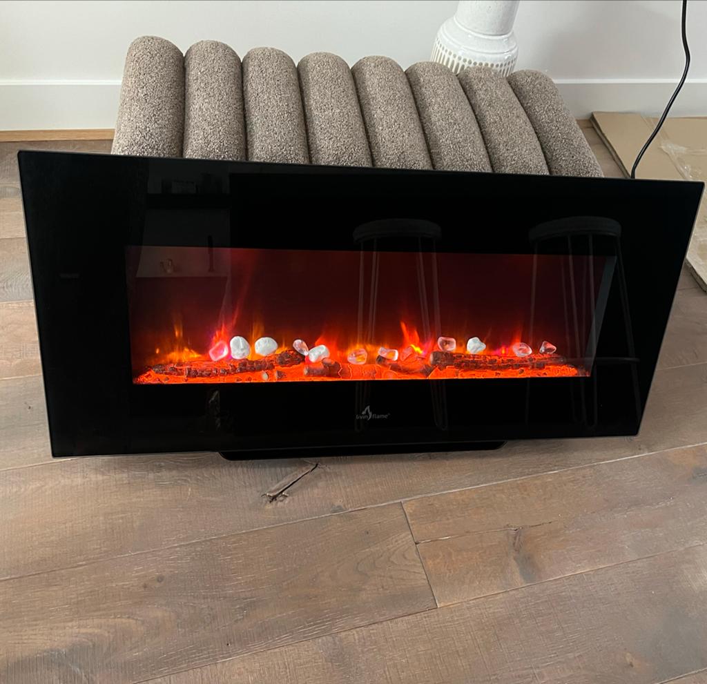 Livin' Flame Elektrische Haard - 100 cm breed, Ophalen, Zo goed als nieuw, Hangende haard, Elektrische haard