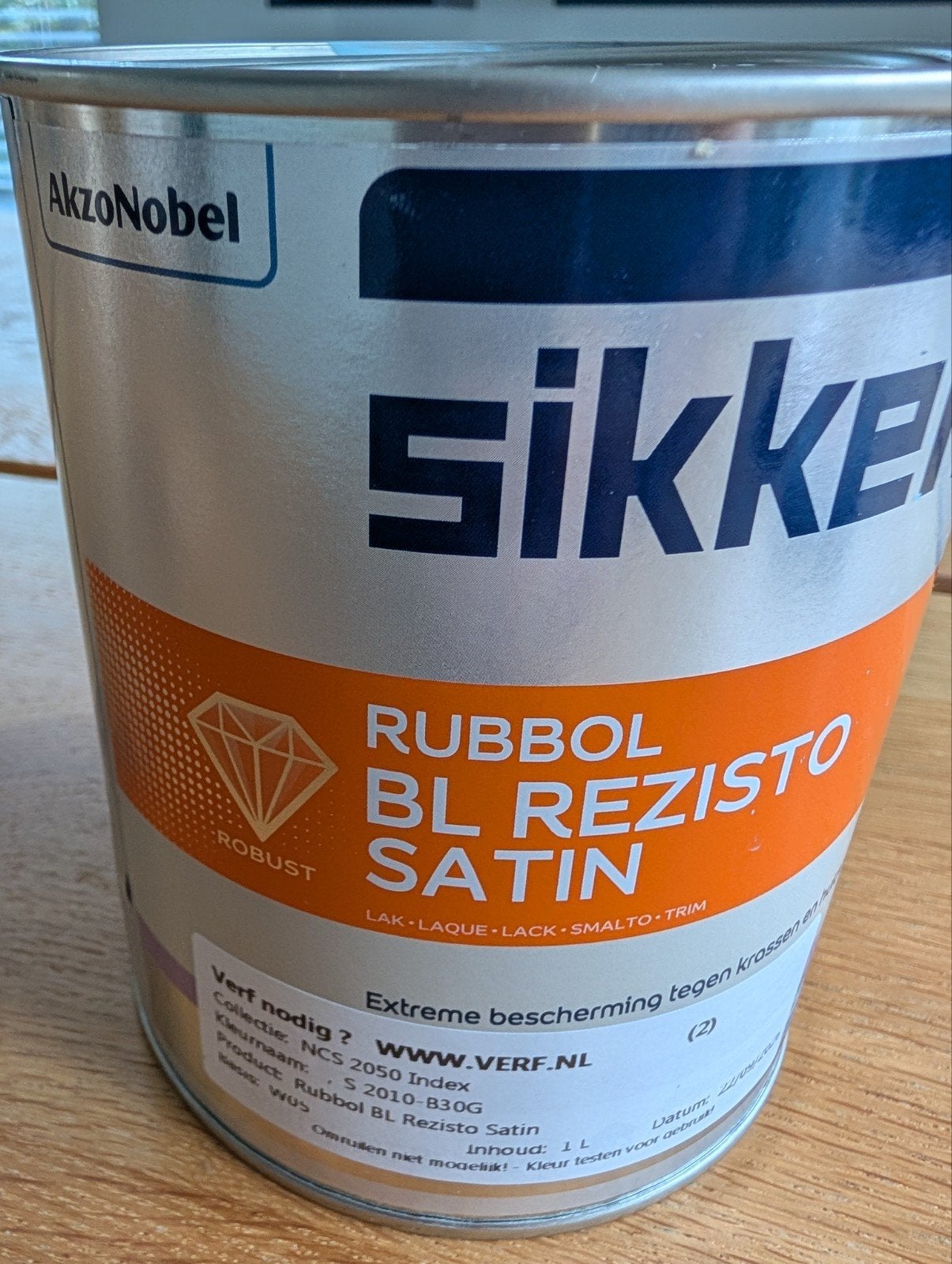 Sikkens Rubbol BL Rezisto Satin - lichtblauw (1L), Wit, Nieuw, Ophalen of Verzenden, Lak