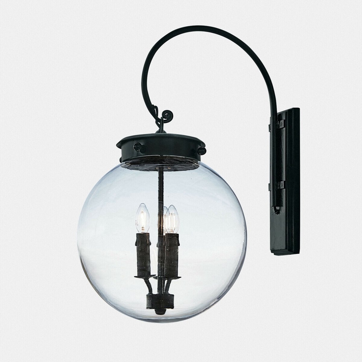 Vier (4) nieuwe Loberon buitenlampen Zwart Glas, Ophalen, Wandlamp, Nieuw, 50 tot 250 watt