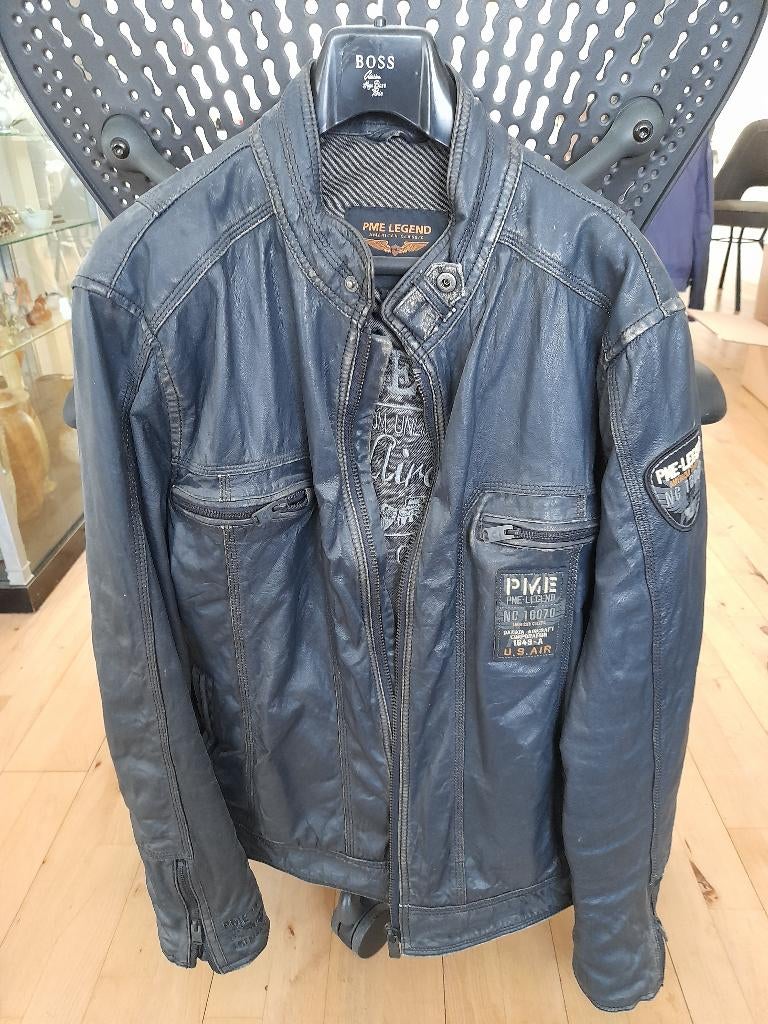 leren jas PME Legend, Kleding | Heren, Jassen | Winter, Ophalen, Maat 52/54 (L), Blauw, Zo goed als nieuw