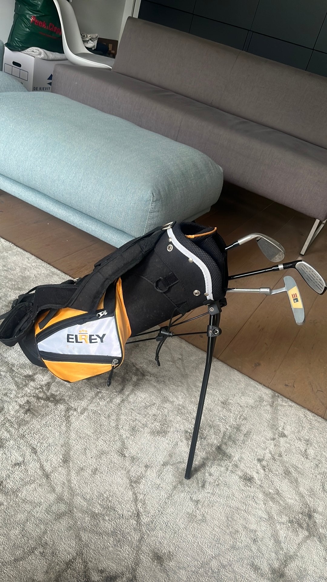 (Elrey)Kinder golf tas met een driver een putter en een club, Ophalen, Gebruikt, Tas