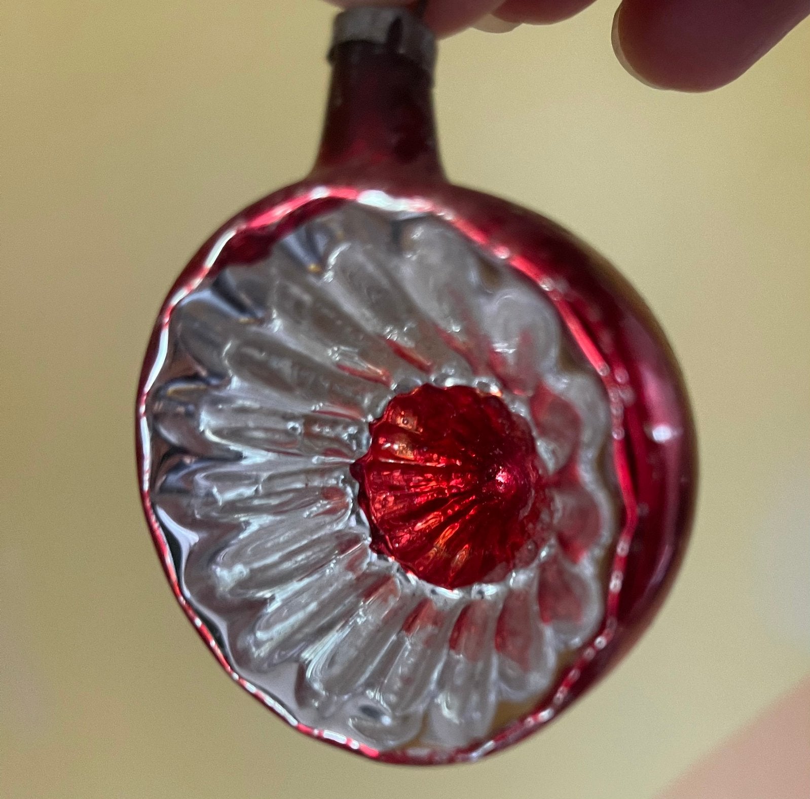 Antieke / Vintage Glazen Deukbal – Reflex Kerstbal (‘30-50), Ophalen, Gebruikt