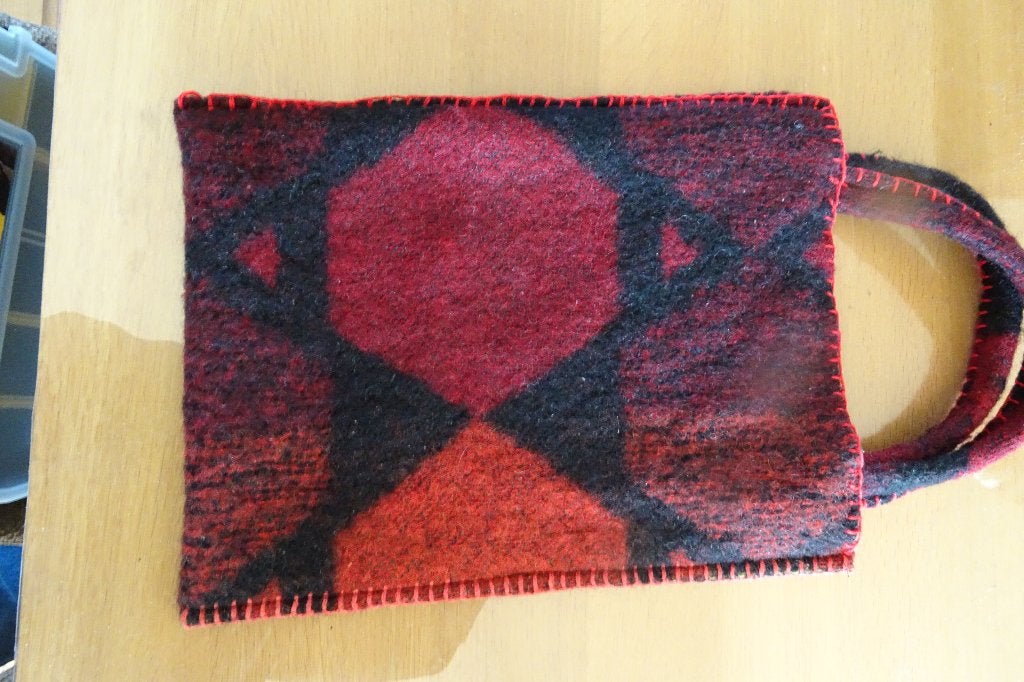 wollendeken tas, Ophalen of Verzenden, Zo goed als nieuw, Rood, Handtas