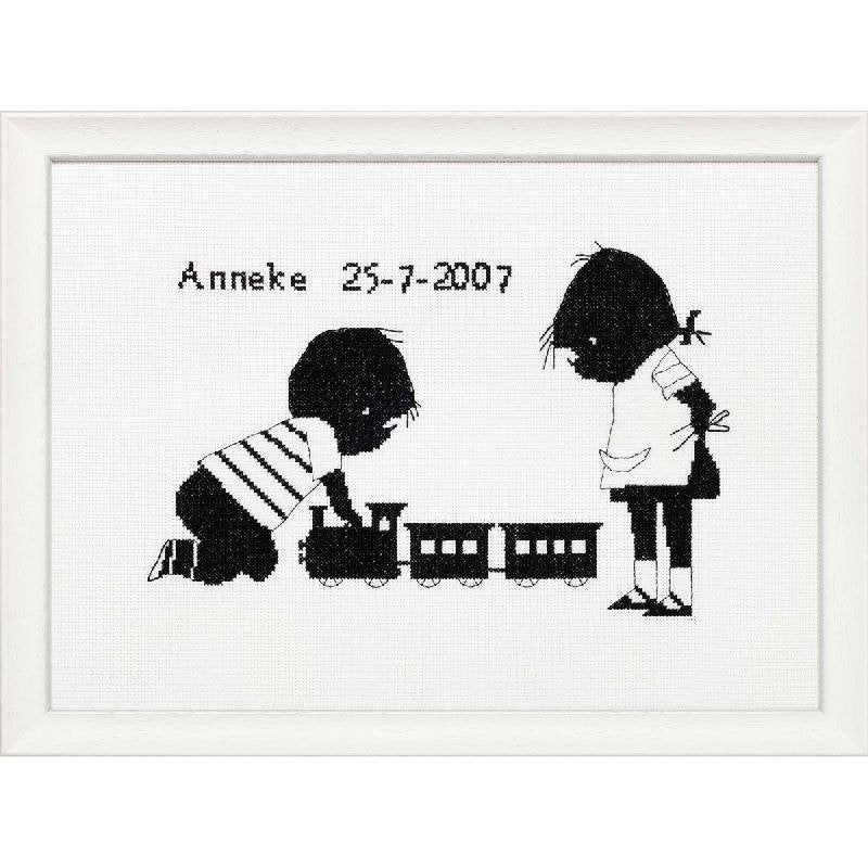 Borduurpakket Geboorte Jip en Janneke met trein 270002, ., Nieuw, Ophalen of Verzenden, .