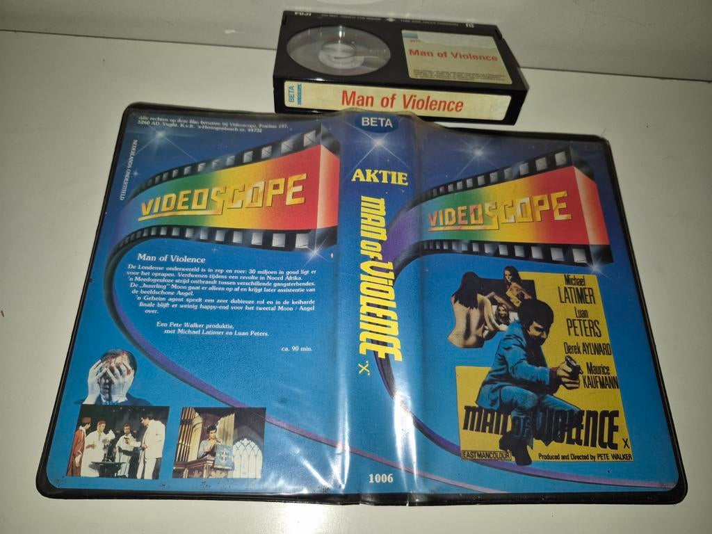 Man of violence op betamax! Geweldadige film op Videoscope, Vanaf 16 jaar, Ophalen of Verzenden, Zo goed als nieuw, Horror