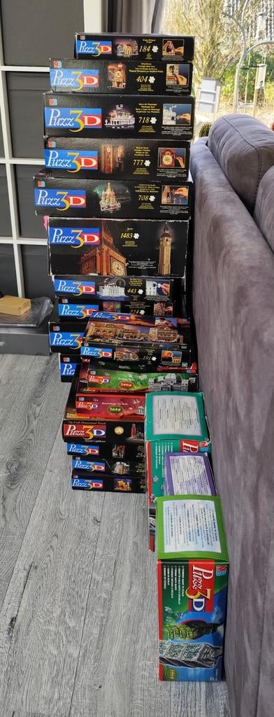 Diverse 3 Puzzels Puzz 3D MB compleet, Ophalen of Verzenden, 500 t/m 1500 stukjes, Gebruikt, Rubik's of 3D-puzzel