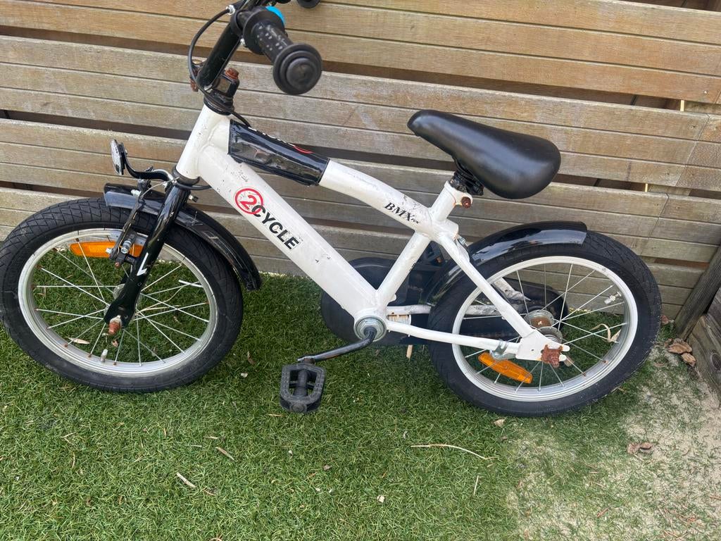 2Cycle BMX fiets wit 14 INCH 3 tot 5 jaar, Fietsen en Brommers, Fietsen | Crossfietsen en BMX, Gebruikt, Staal, V-brakes, Ophalen of Verzenden
