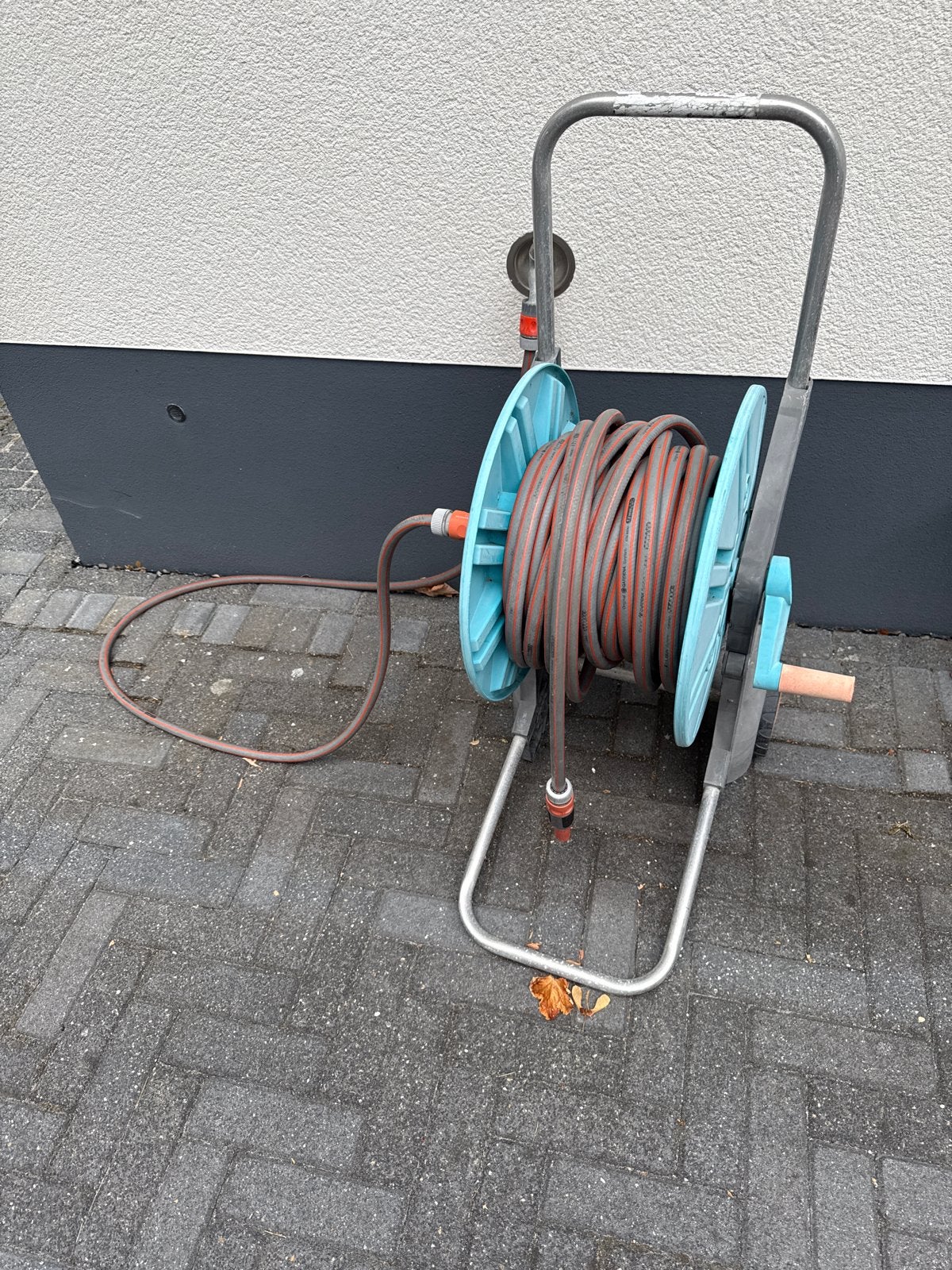 Gardena slanghaspel met 20 meter tuinslang, Ophalen, Gebruikt, Tuinslanghaspel