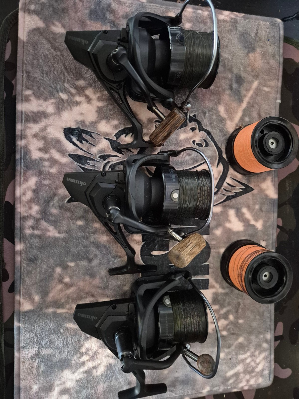 okuma 8k big pitmolens, Watersport en Boten, Ophalen of Verzenden, Zo goed als nieuw, Molen