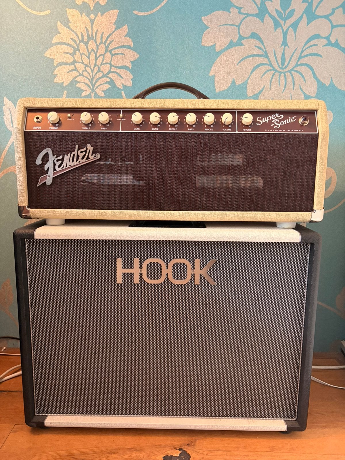 Fender Super-Sonic 22 Head + Hook 1x12 Cabinet, Ophalen, Zo goed als nieuw, Gitaar, Minder dan 50 watt
