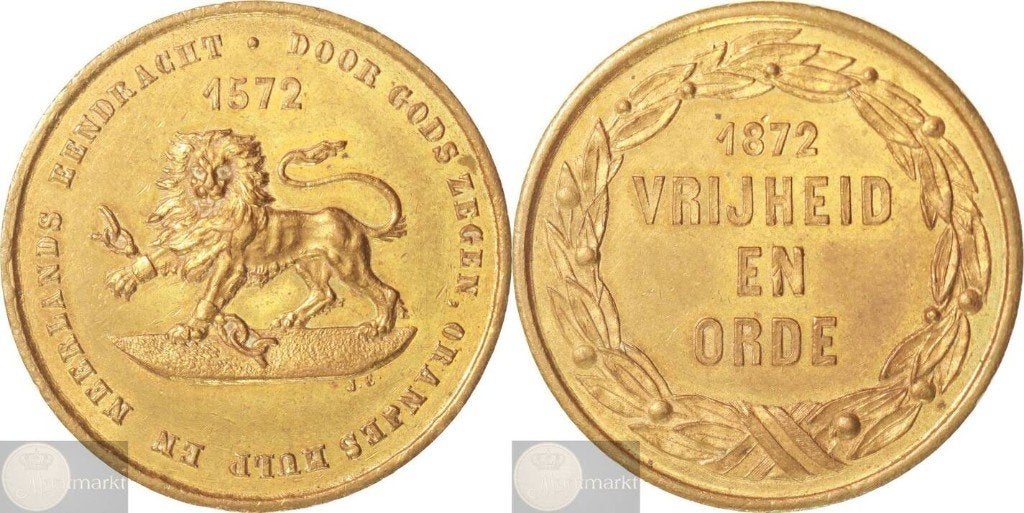 Historiepenning 1872 'Derde Eeuwfeest Inname van Den Briel', Ophalen of Verzenden, Overige materialen, Nederland