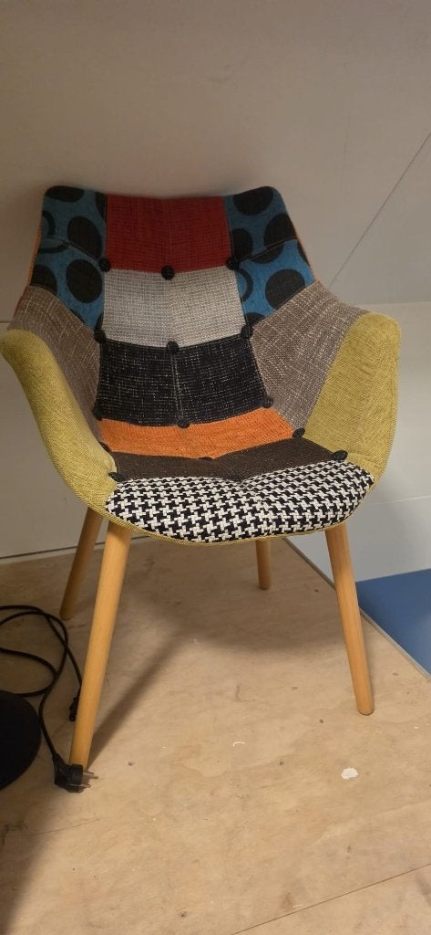 Patchwork Stoel - Comfortabel en Uniek Design, Huis en Inrichting, Ophalen, Hout, Overige kleuren, Zo goed als nieuw