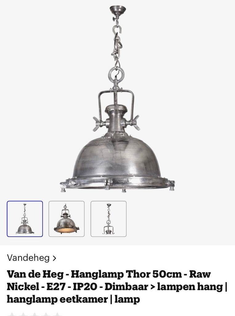 Zilvere robuuste hanglampen, Huis en Inrichting, Lampen | Hanglampen, Ophalen, Gebruikt, Metaal, 50 tot 75 cm