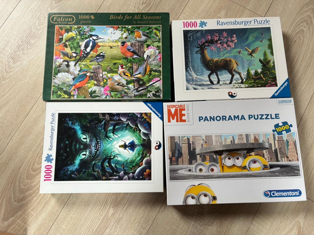 4 puzzels, Ophalen of Verzenden, 500 t/m 1500 stukjes, Zo goed als nieuw