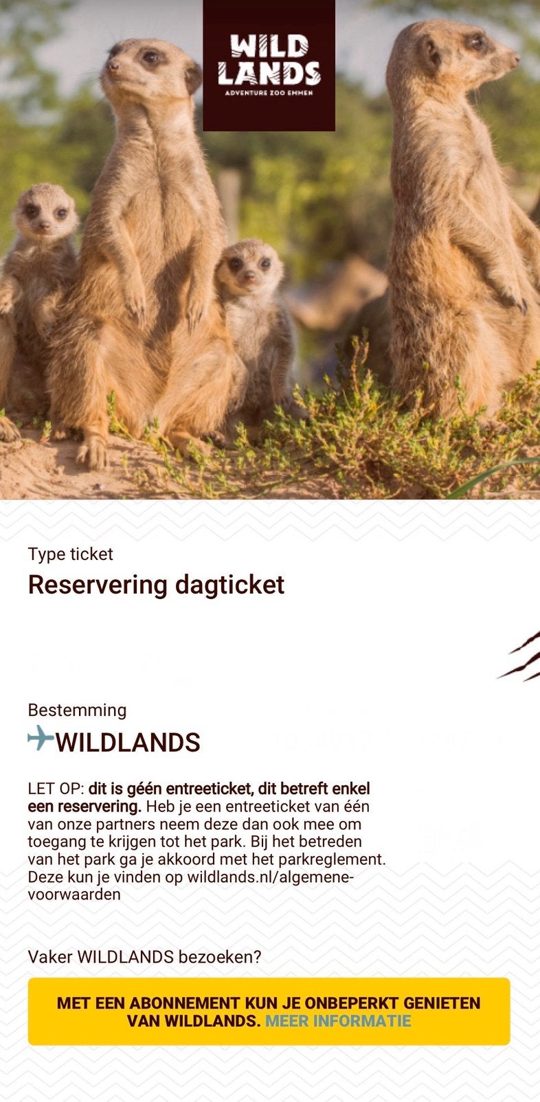 2x Wildlands entreeticket, Tickets en Kaartjes, Drie personen of meer, Ticket of Toegangskaart