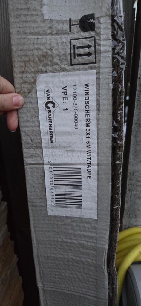 Windscherm taupe/wit 3x1.5m - Nieuw in doos, Tuin en Terras, Ophalen, Nieuw