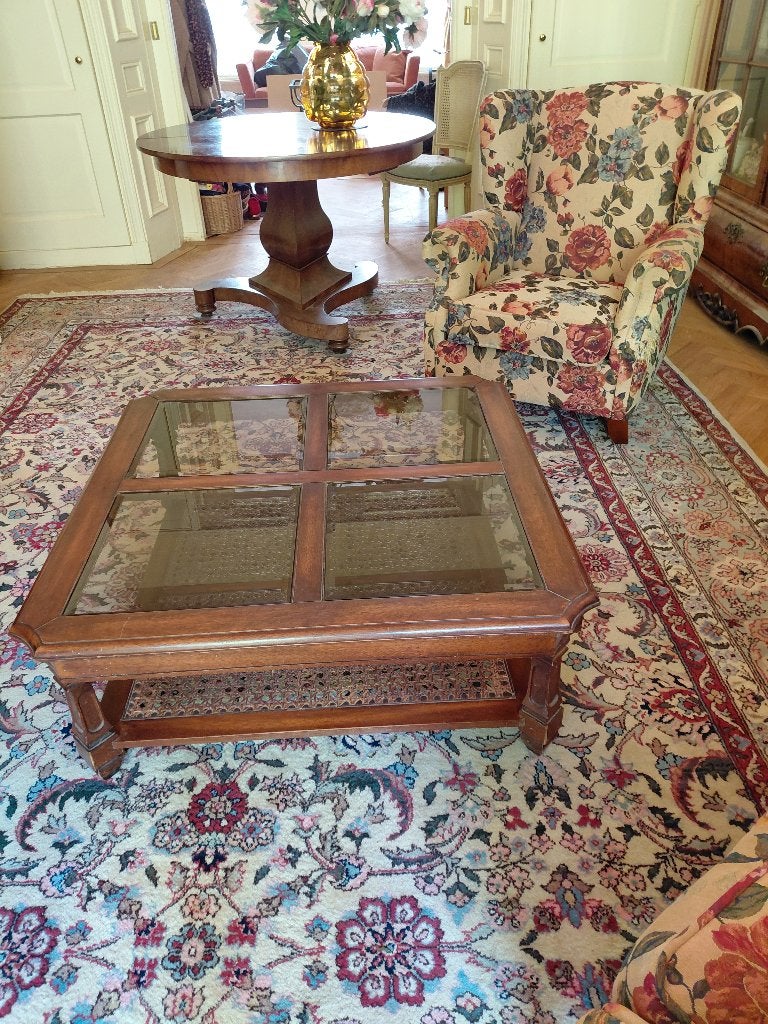 Vintage salon tafel, Ophalen, Gebruikt, 100 tot 150 cm, Glas