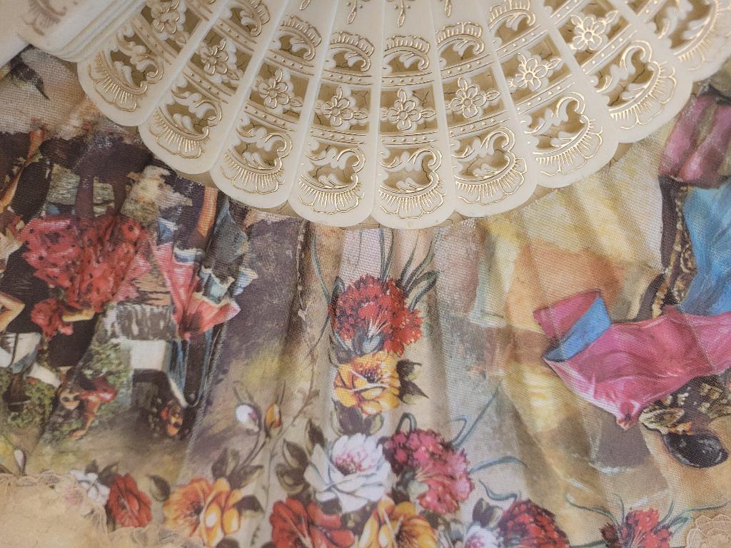 Vintage stoffen waaier Spaans, Ophalen of Verzenden