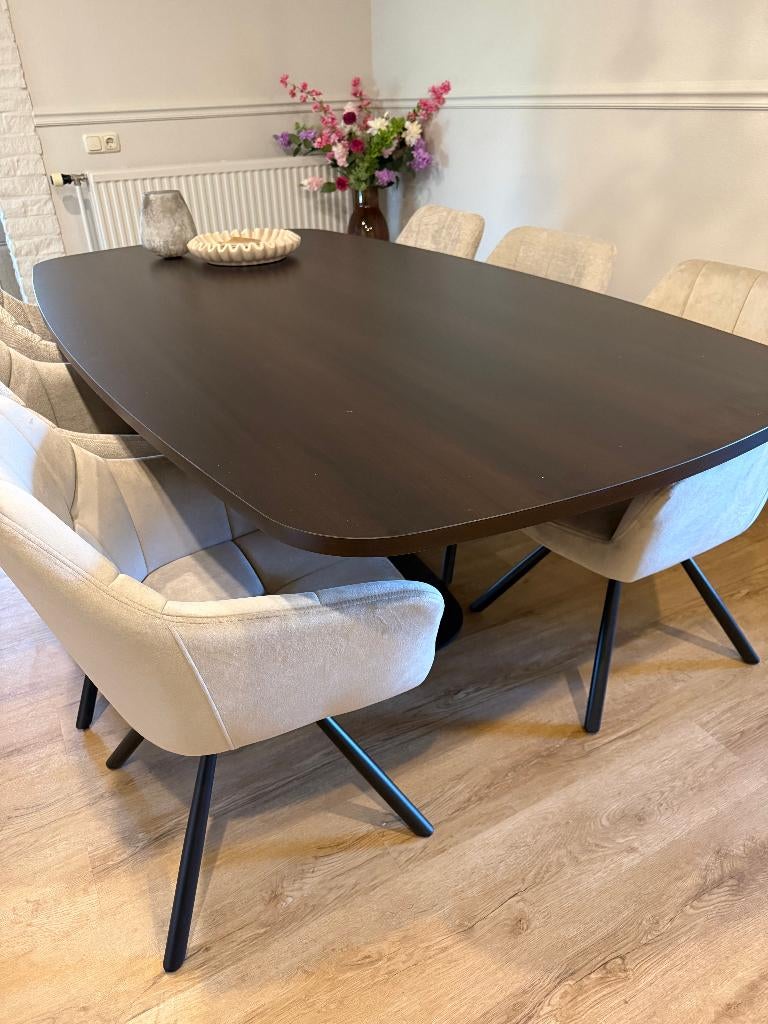 Nieuwe Deens ovale kolomtafel eettafel 210 x110 x 77, 100 tot 150 cm, Vijf personen of meer, Ovaal, Ophalen