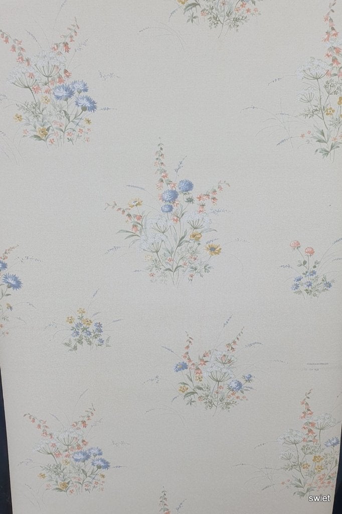 5009 licht bloemenbehang blauw roze geel retro pastel 80s, Verzenden, Roze