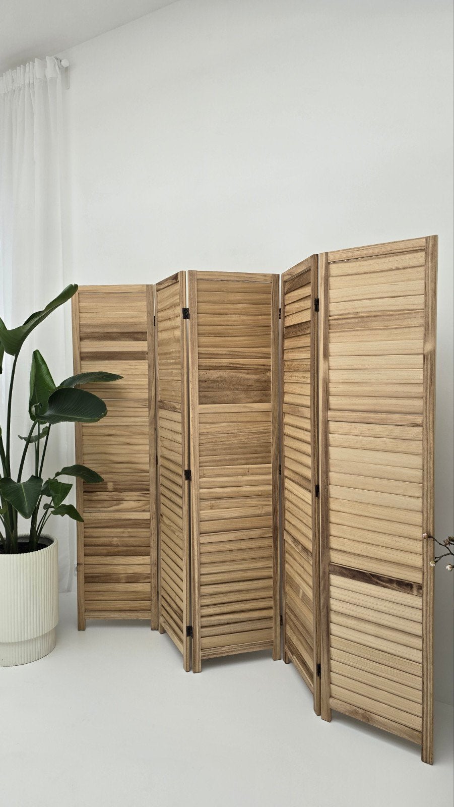 Houten kamerscherm / roomdivider - 4 panelen, Ophalen of Verzenden, Gebruikt