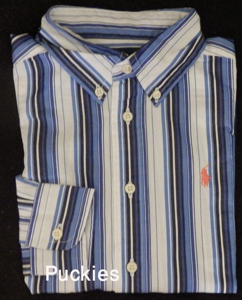 Maat 152/158 Blauw/wit gestreept Ralph Lauren overhemd *Nw*, Overhemd of Blouse, Nieuw, Ophalen of Verzenden, Jongen