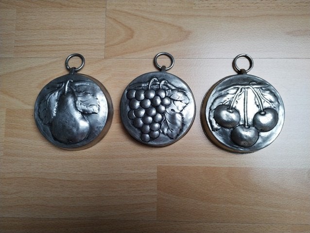 3 antiek tinnen puddingvormen/schilderijtjes, Antiek en Kunst, Ophalen of Verzenden
