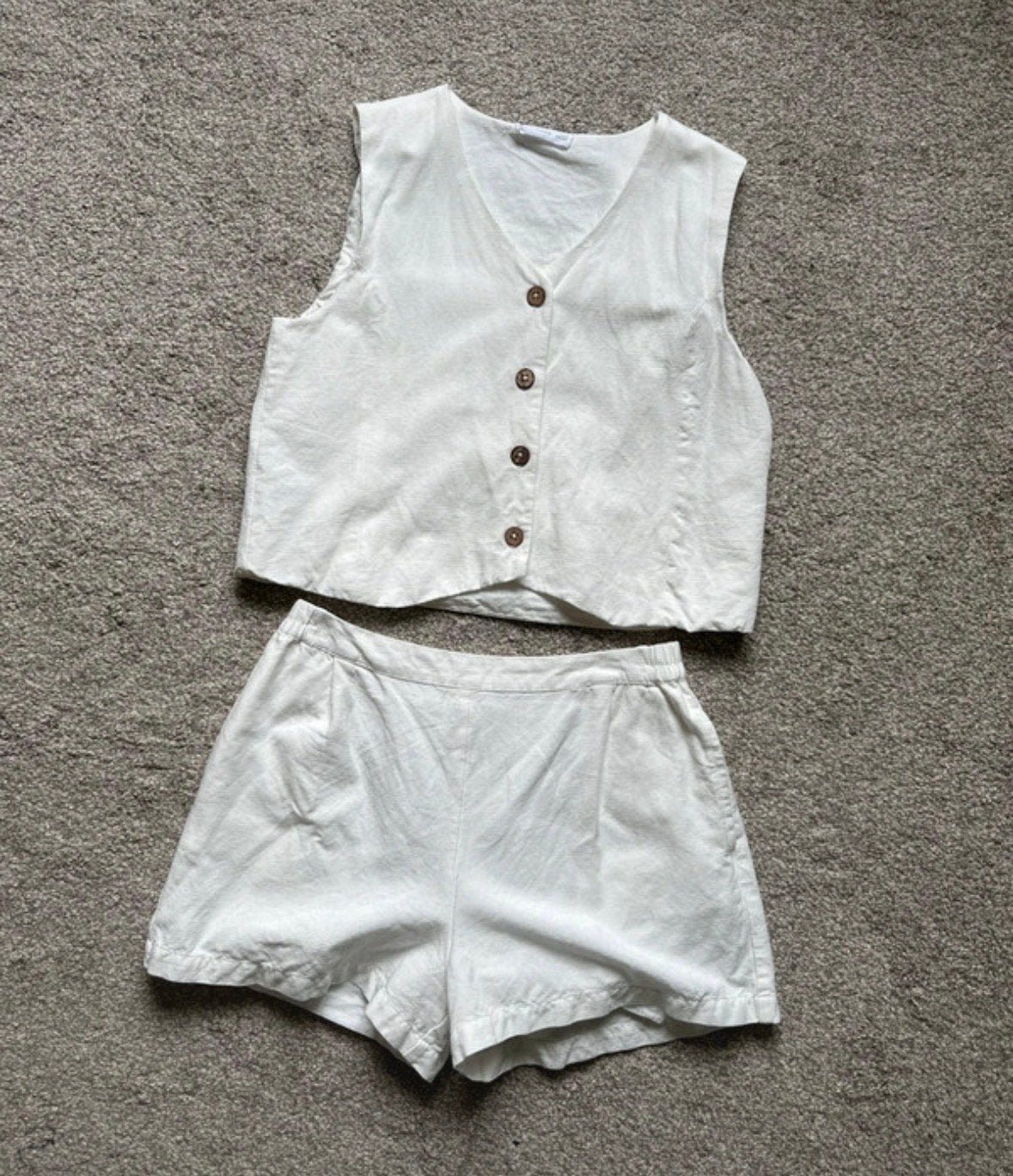 Mango linnen co-ord set wit maat 152 gilet en korte broek, Kinderen en Baby's, Kinderkleding | Maat 152, Ophalen of Verzenden