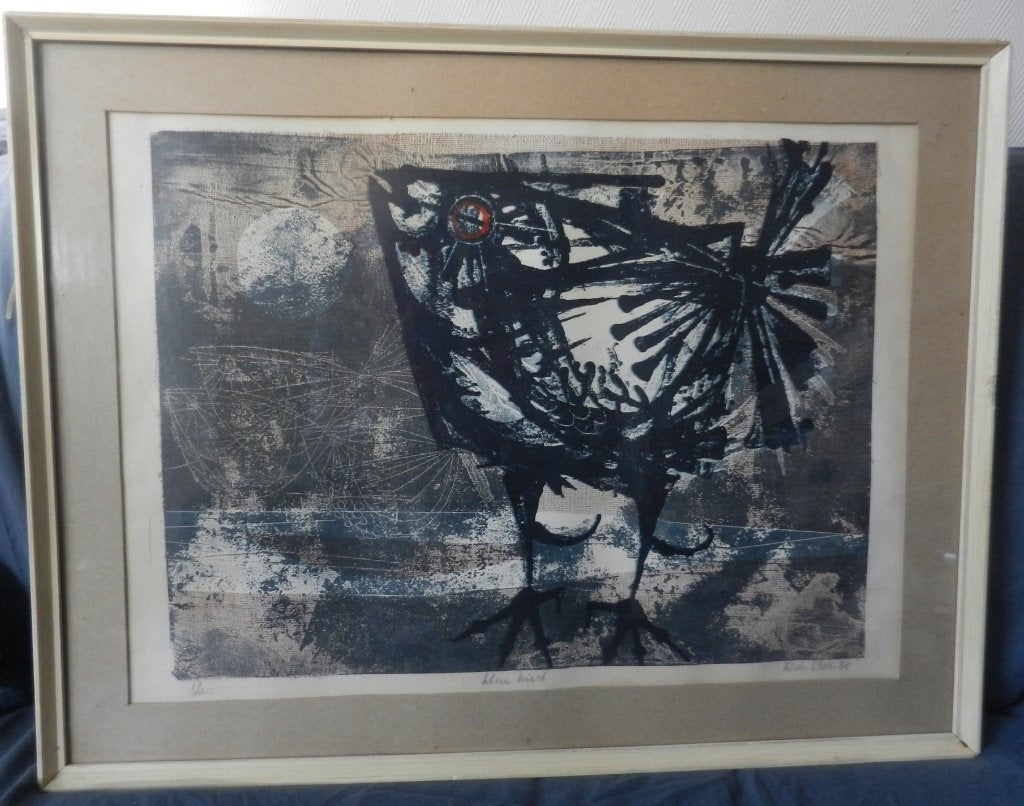 Kleurenets Blue Bird door Rob Cox 1965 hxb: 38,3 x 51,3 cm., Ophalen of Verzenden, Met tekst, Flora en Fauna, 3 cm