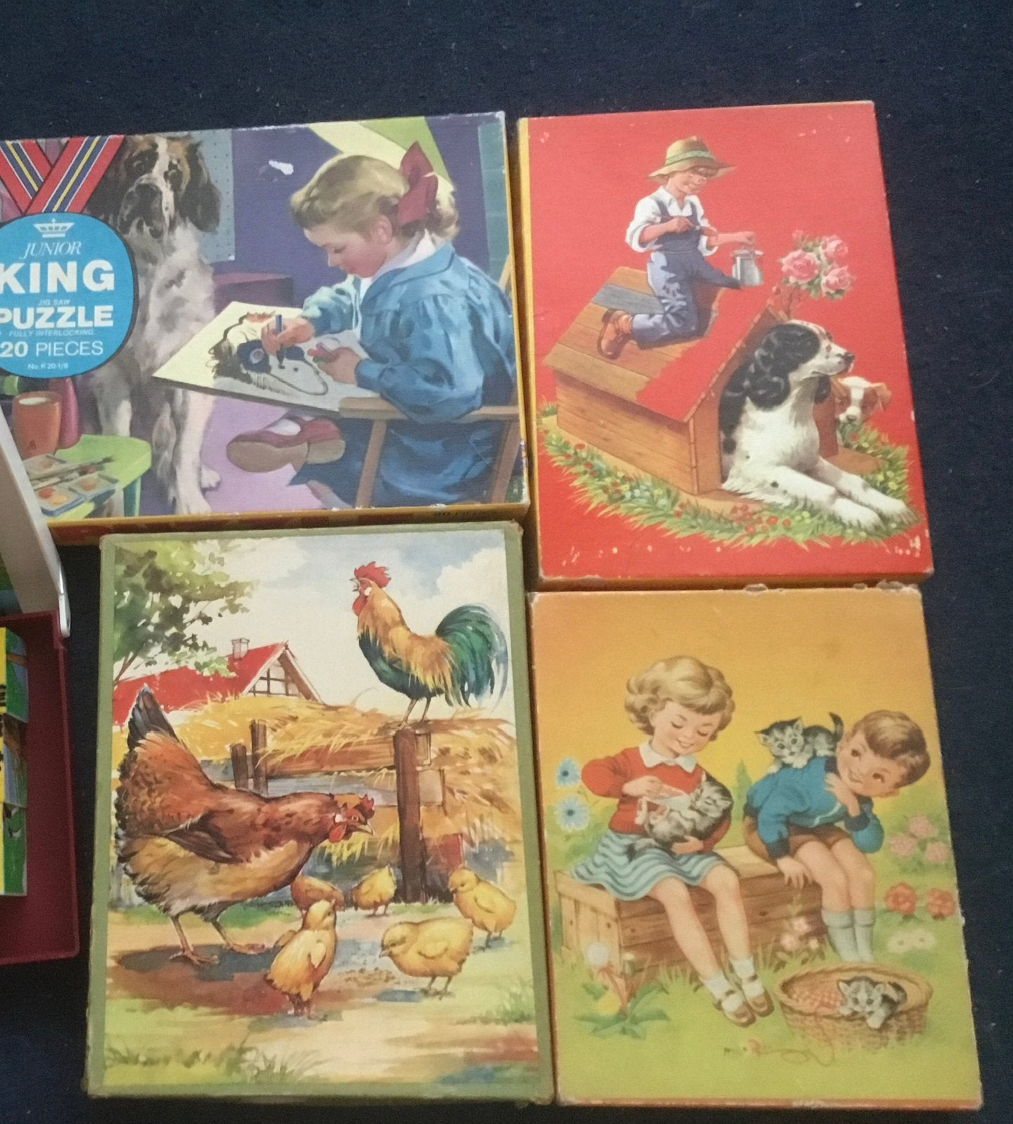 4 oude puzzels ……🧩🧩🧩nostalgie, Ophalen of Verzenden, 10 tot 50 stukjes, Gebruikt, Van hout