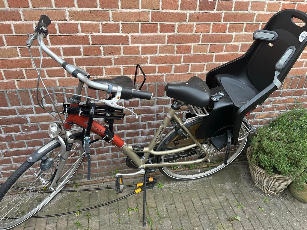 Batavus damesfiets met kinderzitjes voor en achter, Fietsen en Brommers, Fietsen | Dames | Damesfietsen, Ophalen, 53 tot 56 cm