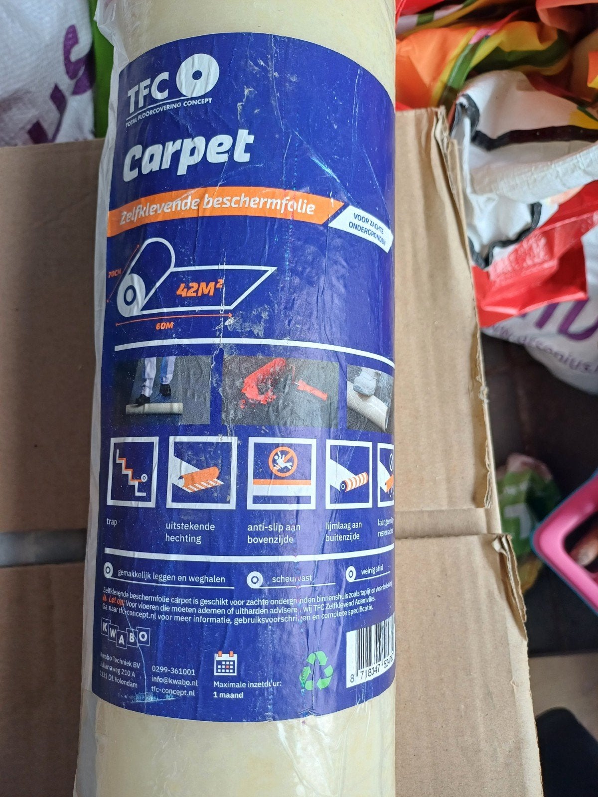 TFC Carpet Zelfklevende Beschermfolie 42m² 2 stuks 30p.s, Ophalen, Nieuw, 15 m² of meer, Folie