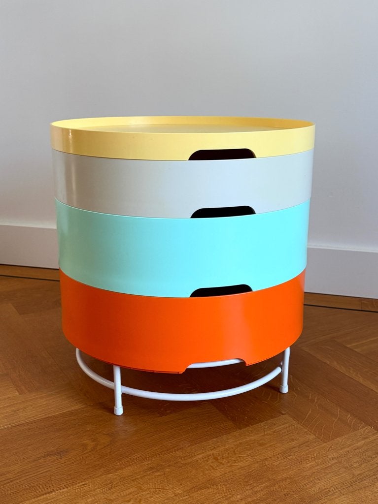 IKEA PS 2014 NYHET Retro Funky Salontafel met opbergruimte, Huis en Inrichting, Ophalen, Kunststof, Gebruikt, 50 tot 100 cm