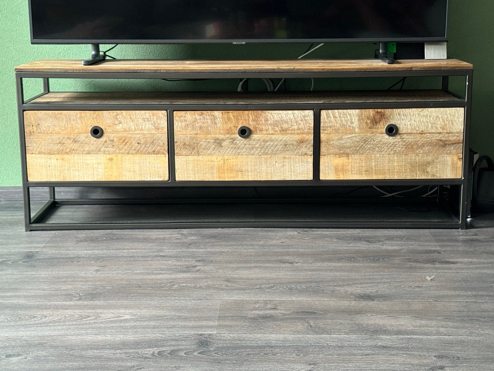 Industriële TV-meubel, wandrek en boekenkast set, Ophalen, 100 tot 150 cm, 200 cm of meer, Zo goed als nieuw