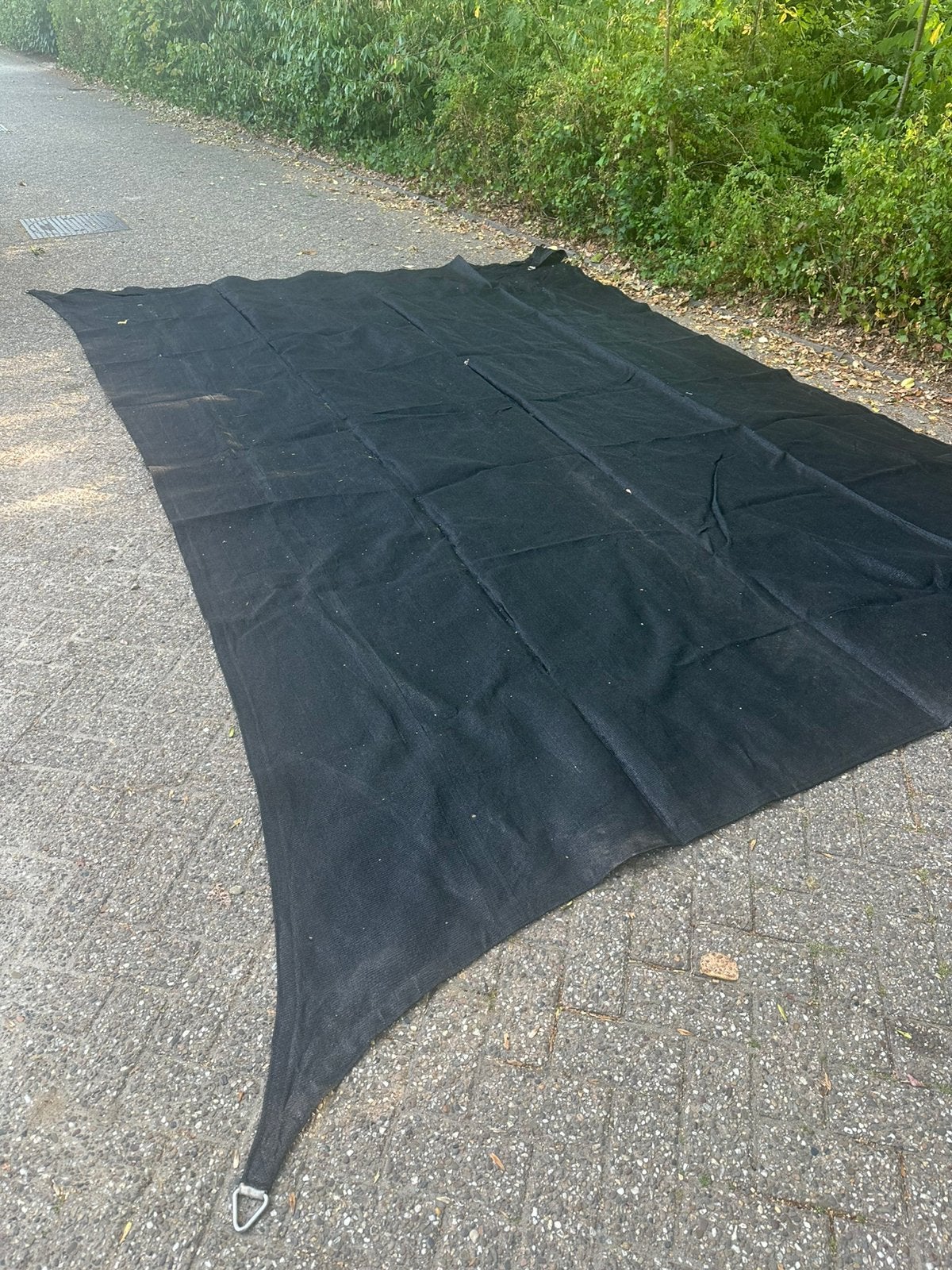 Sunfighters schaduwdoek 3 x 4,5 m — zwart, waterdoorlatend, Ophalen, Zo goed als nieuw