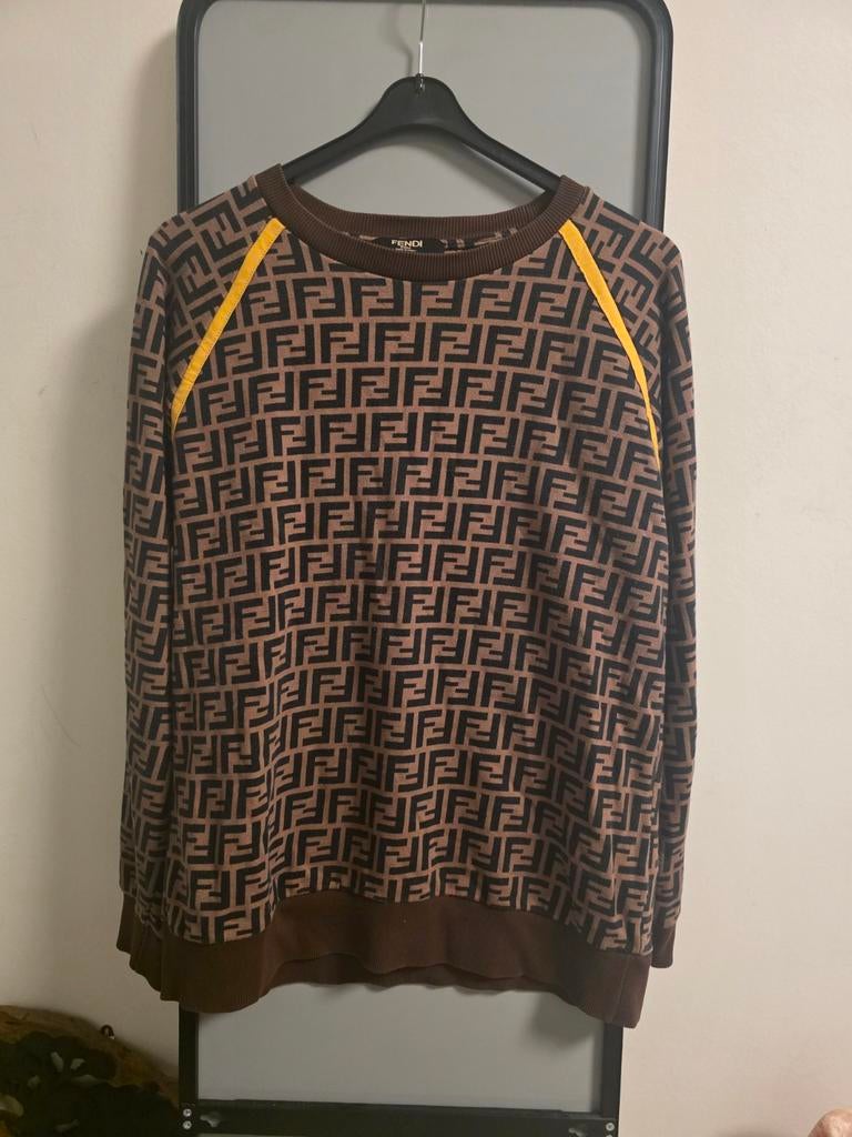 Origineel Fendi Monogram Trui maat L gedragen, Maat 52/54 (L), Bruin, Verzenden, Gedragen