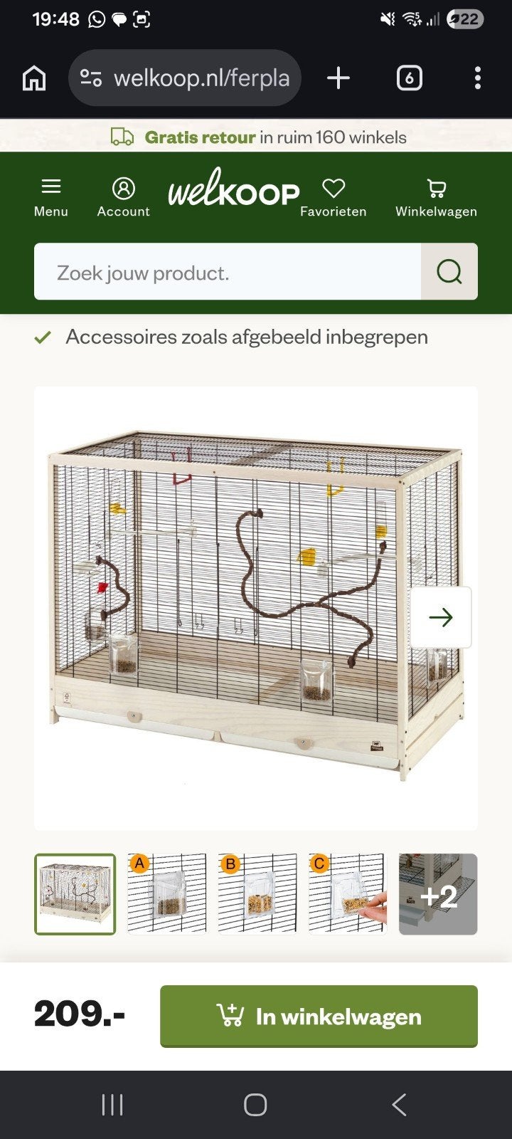 Ferplast Giulietta Vogelkooi, Dieren en Toebehoren, Ophalen of Verzenden, Zo goed als nieuw, Metaal, Vogelkooi