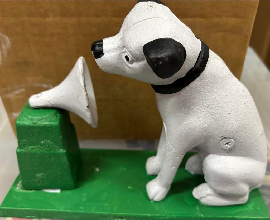 RCA Nipper hond gietijzeren spaarpot, Ophalen of Verzenden, Nieuw, Metaal of Blik, Dier