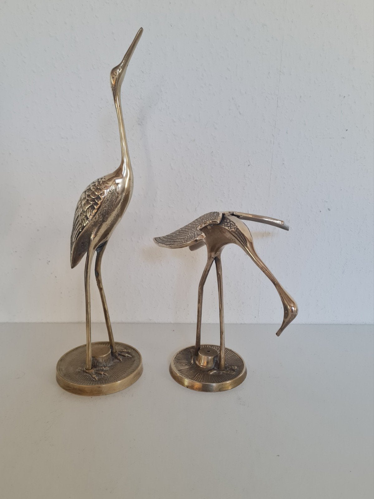 2 Vintage Messing Kraanvogels Vogels brass Hollywood Regency, Ophalen of Verzenden, Koper