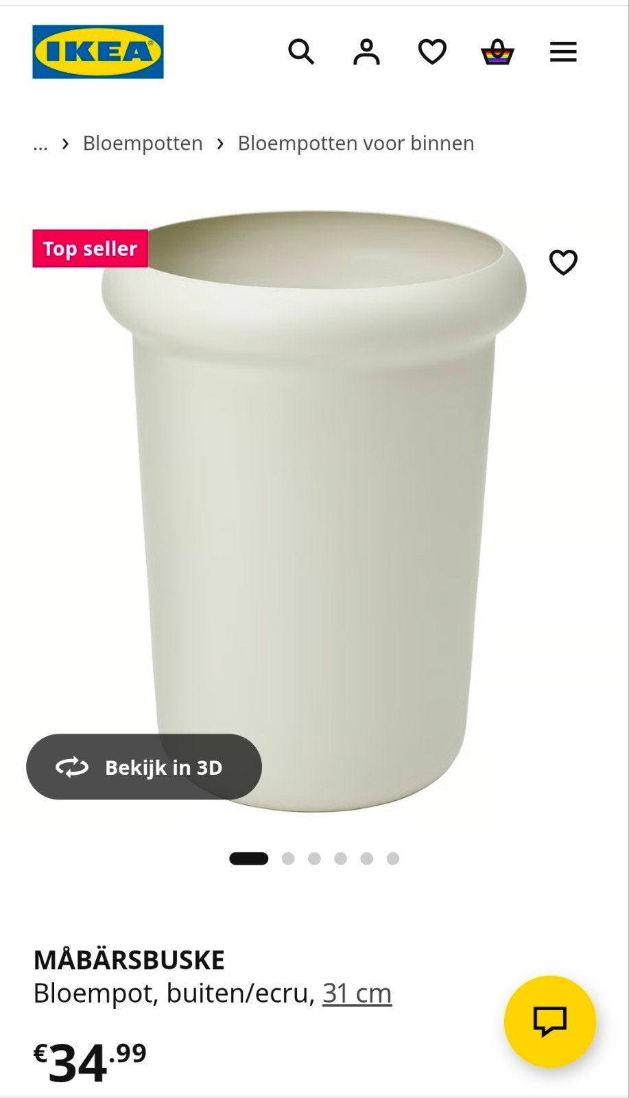 IKEA MÅBÄRBUSKE Bloempotten, ecru, 31 cm (3 stuks), Tuin en Terras, Ophalen, Kunststof, Rond, Nieuw