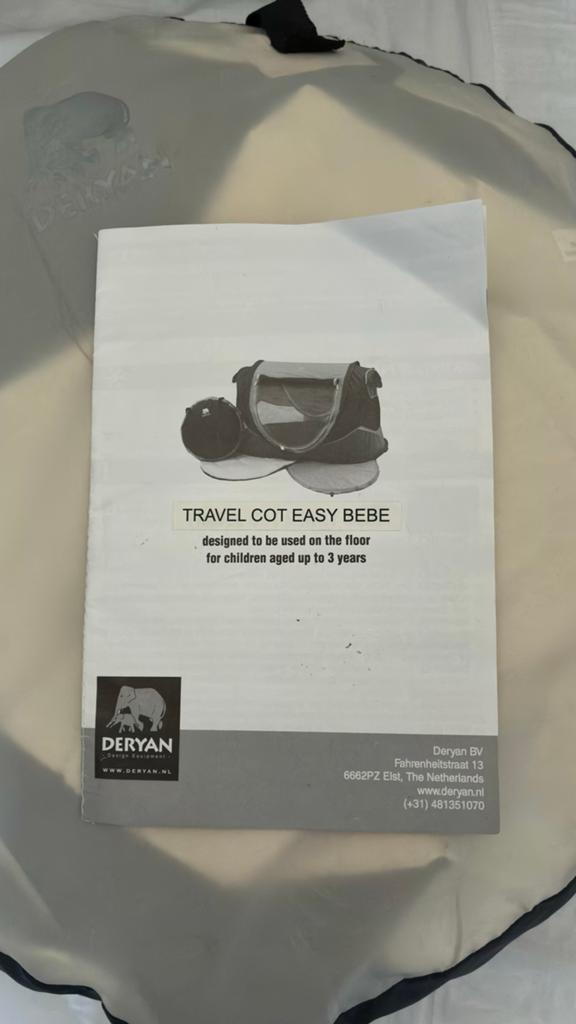 Deryan Travel Cot Easy Bebe Reisbedje - Lichtgewicht & Compa, Kinderen en Baby's, Babywiegjes en Ledikanten, Ophalen of Verzenden