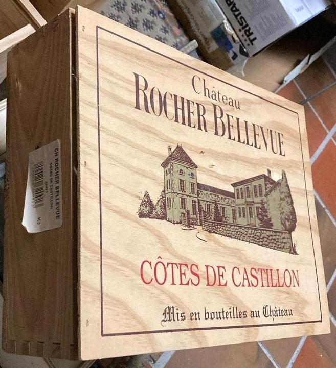 Château Rocher Bellevue Cotes de Castillon 2001, Ophalen of Verzenden, Gebruikt, Frankrijk, Rode wijn