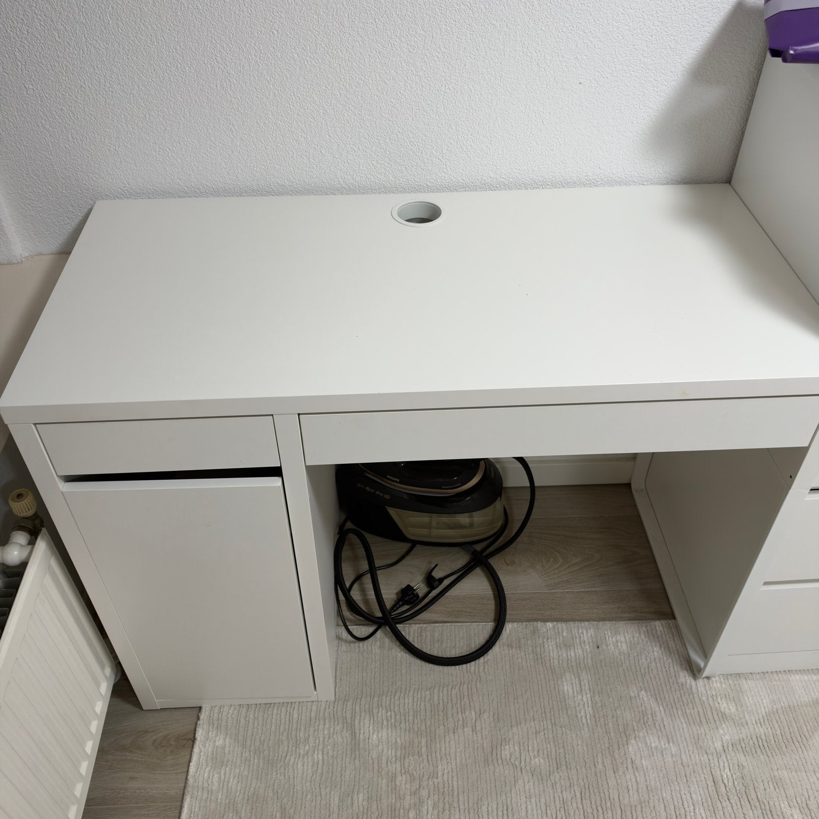 Ikea Micke Bureau Wit 105x50 cm, Ophalen, 105 cm, Gebruikt, Met lades