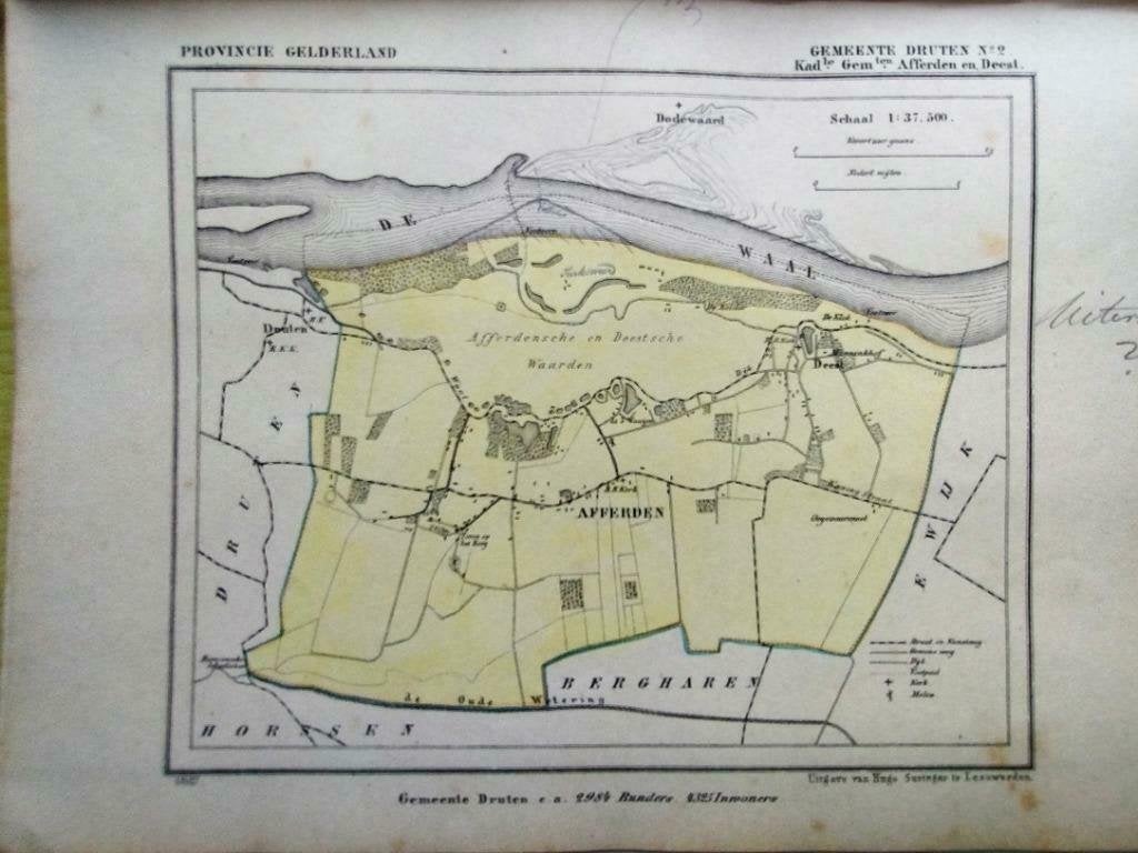 056 / Druten no 2 Afferden/ Deest Litho 1867 Kuyper GLD, Ophalen of Verzenden