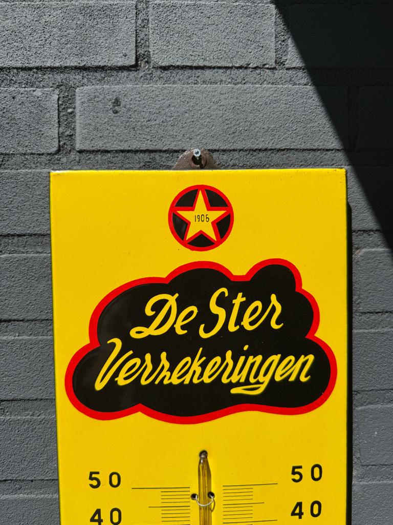Vintage Emaille Thermometer 'De Ster Verzekeringen', Ophalen
