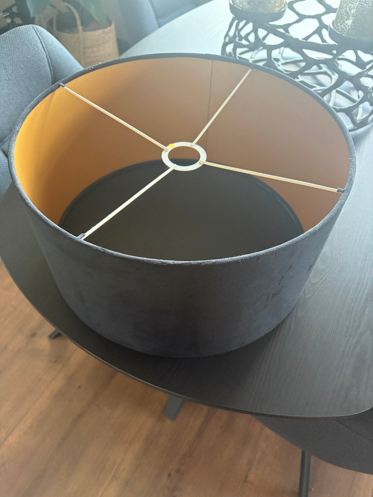2 Zwarte ronde lampenkap met gouden binnenkant, Ophalen, 20 cm, Overige typen, Zwart